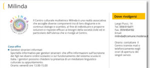 Sportello per Genitori stranieri- centro Milinda